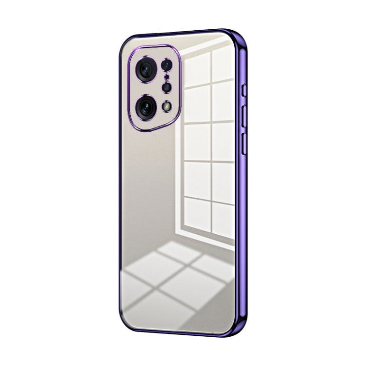 For OPPO Find X5 Transparent Plating Fine Hole Phone Case(Purple) - free shipping - PMC TechLife - Order now!