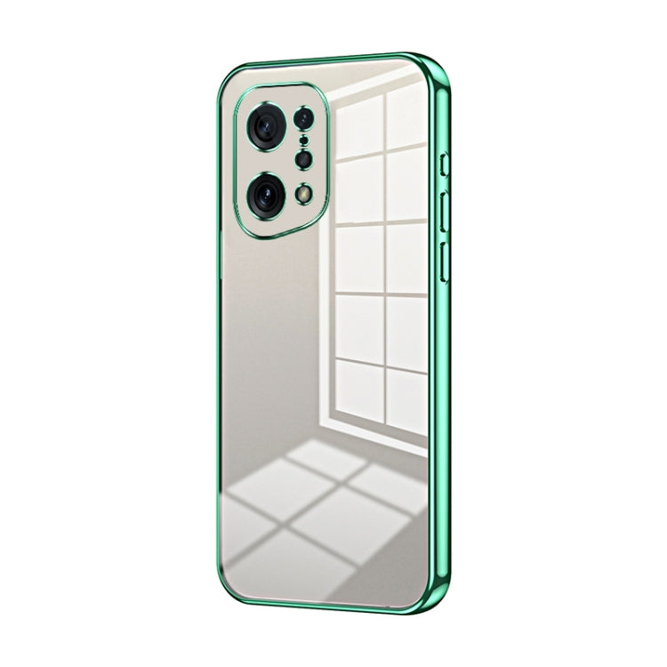 For OPPO Find X5 Transparent Plating Fine Hole Phone Case(Green) - OPPO Cases by PMC TechLife | Online Shopping South Africa | PMC TechLife | Buy Now Pay Later Mobicred
