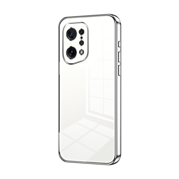 For OPPO Find X5 Transparent Plating Fine Hole Phone Case(Silver) - OPPO Cases by PMC TechLife | Online Shopping South Africa | PMC TechLife | Buy Now Pay Later Mobicred