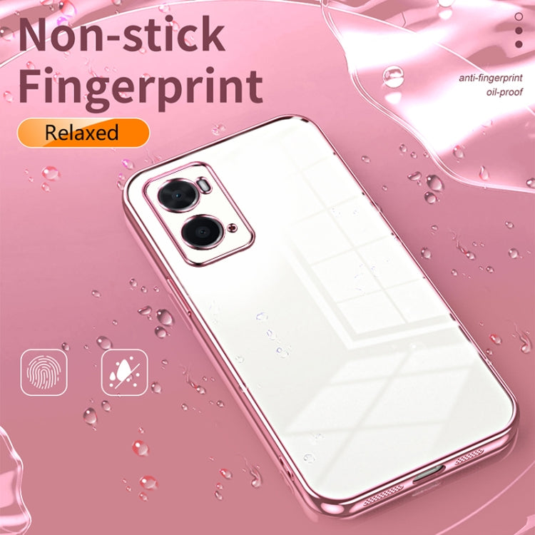 For OPPO A36 / A76 / A96 4G Global Transparent Plating Fine Hole Phone Case(Purple) - OPPO Cases by PMC TechLife | Online Shopping South Africa | PMC TechLife | Buy Now Pay Later Mobicred