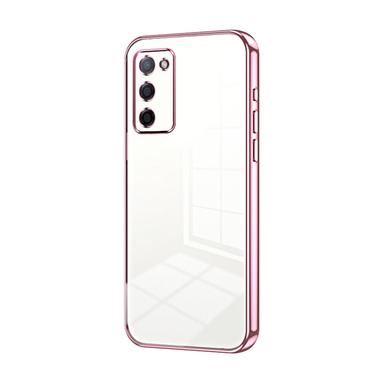 For OPPO A55 5G / A56 / A53s 5G Transparent Plating Fine Hole Phone Case(Pink) - free shipping - PMC TechLife - Order now!