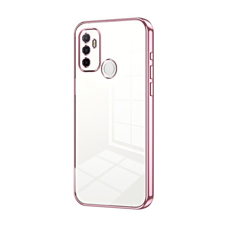 For OPPO A53 2020 / A32 / A11s  Transparent Plating Fine Hole Phone Case(Pink) - OPPO Cases by PMC TechLife | Online Shopping South Africa | PMC TechLife | Buy Now Pay Later Mobicred