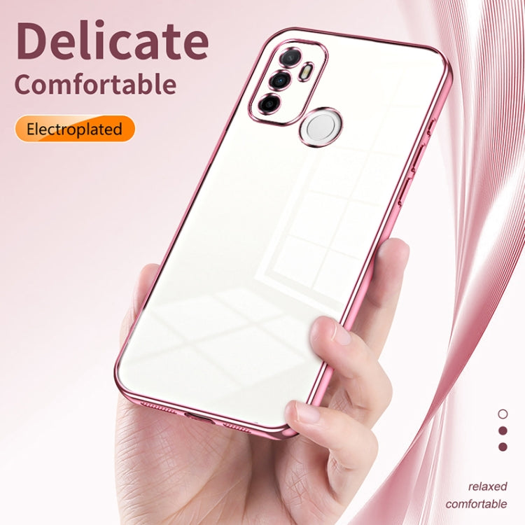 For OPPO A53 2020 / A32 / A11s  Transparent Plating Fine Hole Phone Case(Pink) - OPPO Cases by PMC TechLife | Online Shopping South Africa | PMC TechLife | Buy Now Pay Later Mobicred
