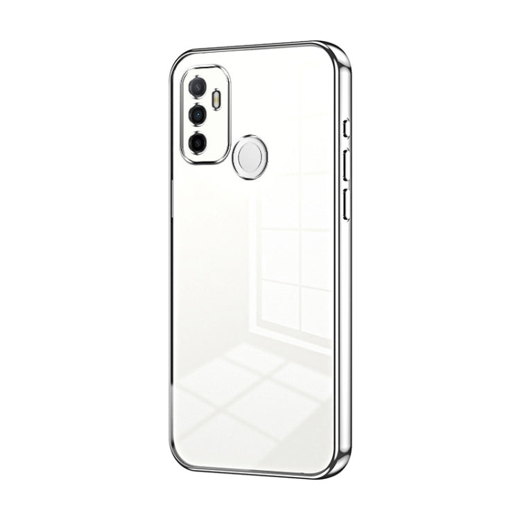 For OPPO A53 2020 / A32 / A11s  Transparent Plating Fine Hole Phone Case(Silver) - OPPO Cases by PMC TechLife | Online Shopping South Africa | PMC TechLife | Buy Now Pay Later Mobicred
