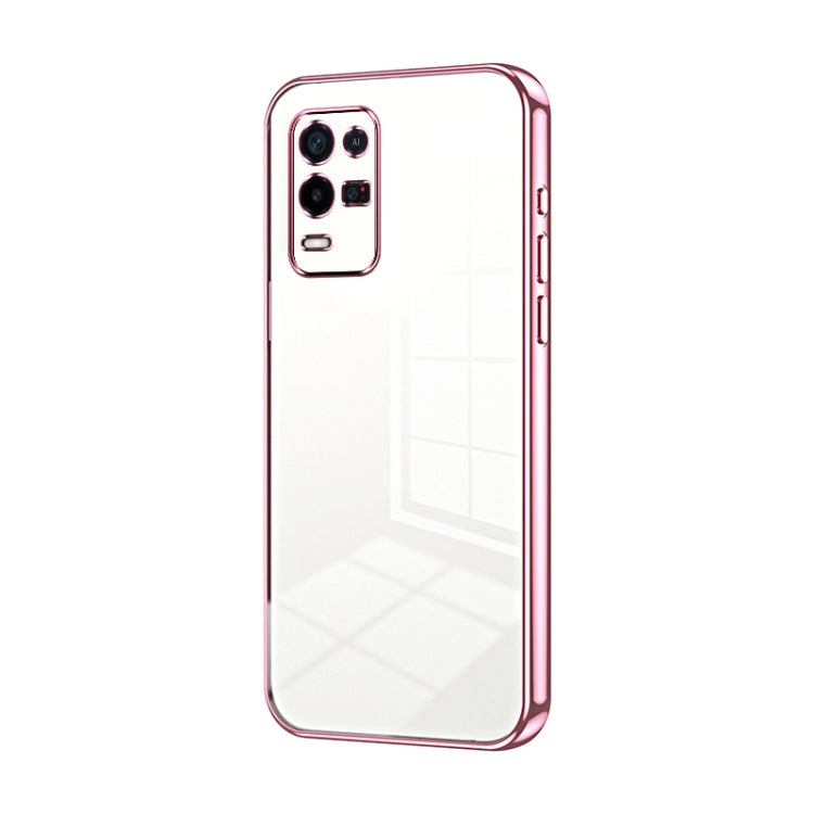For OPPO K9x Transparent Plating Fine Hole Phone Case(Pink) - free shipping - PMC TechLife - Order now!