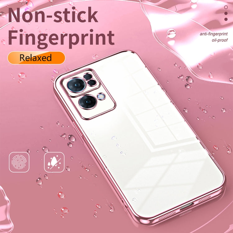 For OPPO Reno7 Pro Transparent Plating Fine Hole Phone Case(Blue) - OPPO Cases by PMC TechLife | Online Shopping South Africa | PMC TechLife | Buy Now Pay Later Mobicred