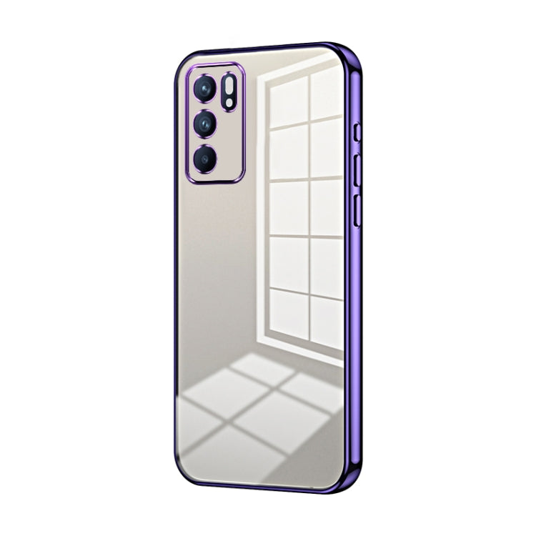 For OPPO Reno6 Indian / Malay Transparent Plating Fine Hole Phone Case(Purple) - OPPO Cases by PMC TechLife | Online Shopping South Africa | PMC TechLife | Buy Now Pay Later Mobicred