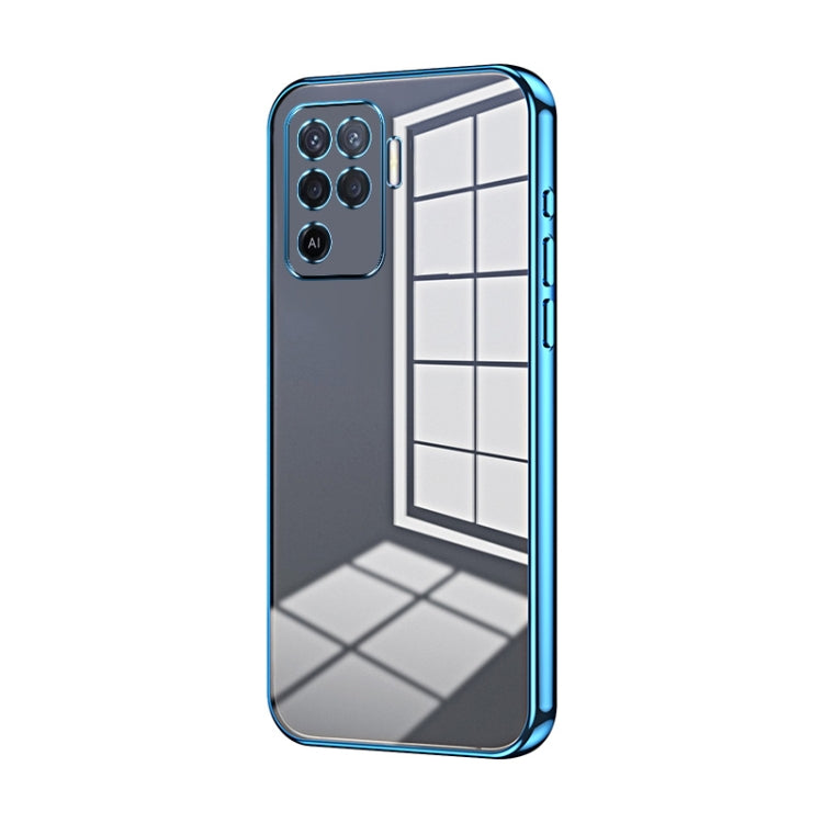 For OPPO A94 4G Transparent Plating Fine Hole Phone Case(Blue) - OPPO Cases by PMC TechLife | Online Shopping South Africa | PMC TechLife | Buy Now Pay Later Mobicred