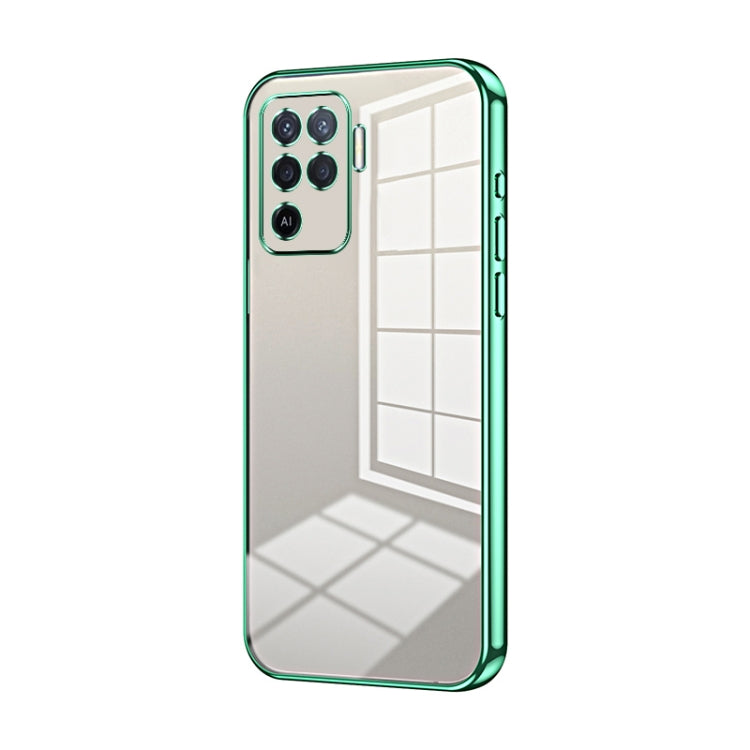 For OPPO A94 4G Transparent Plating Fine Hole Phone Case(Green) - OPPO Cases by PMC TechLife | Online Shopping South Africa | PMC TechLife | Buy Now Pay Later Mobicred