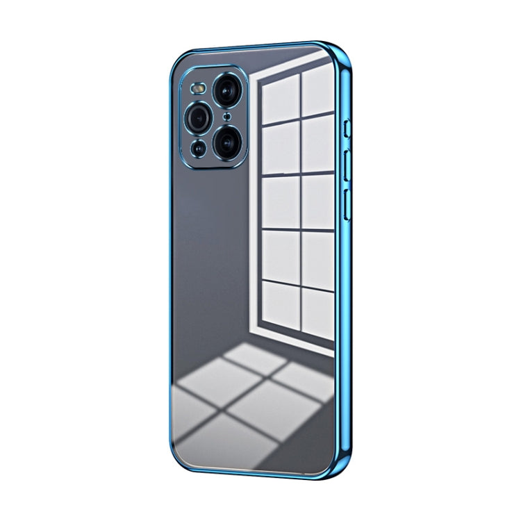 For OPPO Find X3 / Find X3 Pro Transparent Plating Fine Hole Phone Case(Blue) - OPPO Cases by PMC TechLife | Online Shopping South Africa | PMC TechLife | Buy Now Pay Later Mobicred
