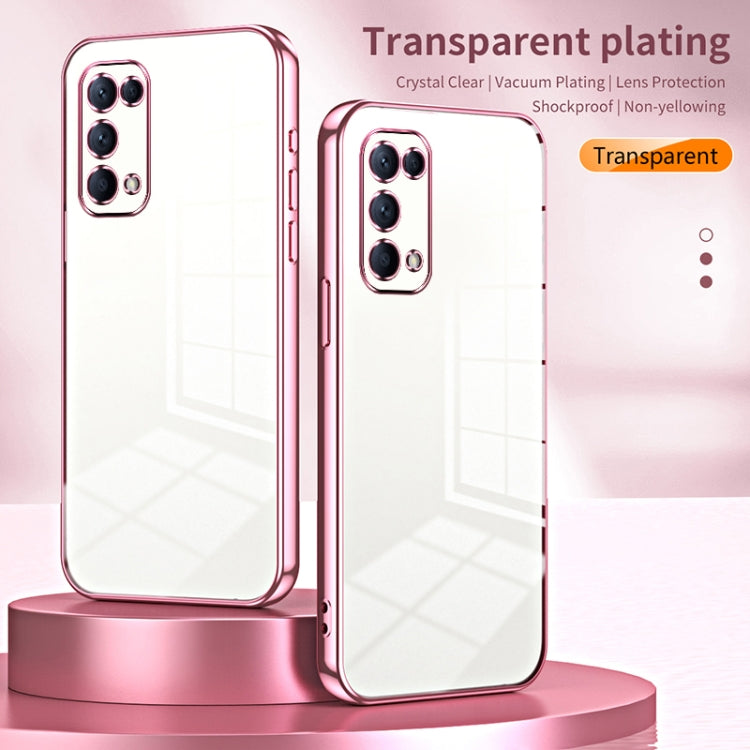 For OPPO Reno5 4G/5G / Reno5 K Transparent Plating Fine Hole Phone Case(Blue) - OPPO Cases by PMC TechLife | Online Shopping South Africa | PMC TechLife | Buy Now Pay Later Mobicred