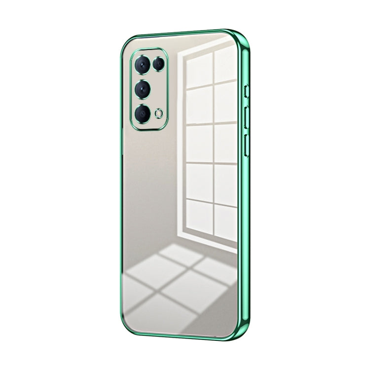 For OPPO Reno5 4G/5G / Reno5 K Transparent Plating Fine Hole Phone Case(Green) - OPPO Cases by PMC TechLife | Online Shopping South Africa | PMC TechLife | Buy Now Pay Later Mobicred
