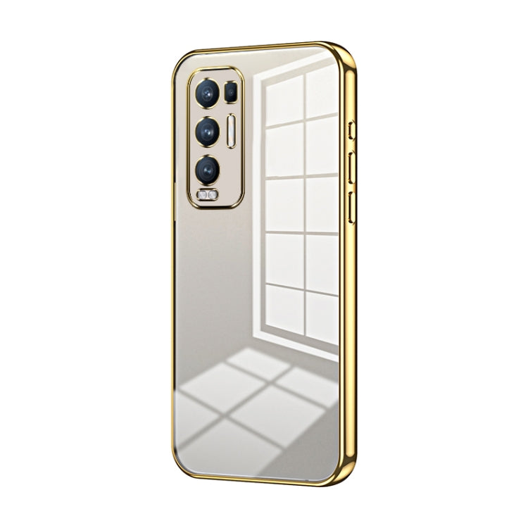 For OPPO Reno5 Pro+ Transparent Plating Fine Hole Phone Case(Gold) - OPPO Cases by PMC TechLife | Online Shopping South Africa | PMC TechLife | Buy Now Pay Later Mobicred