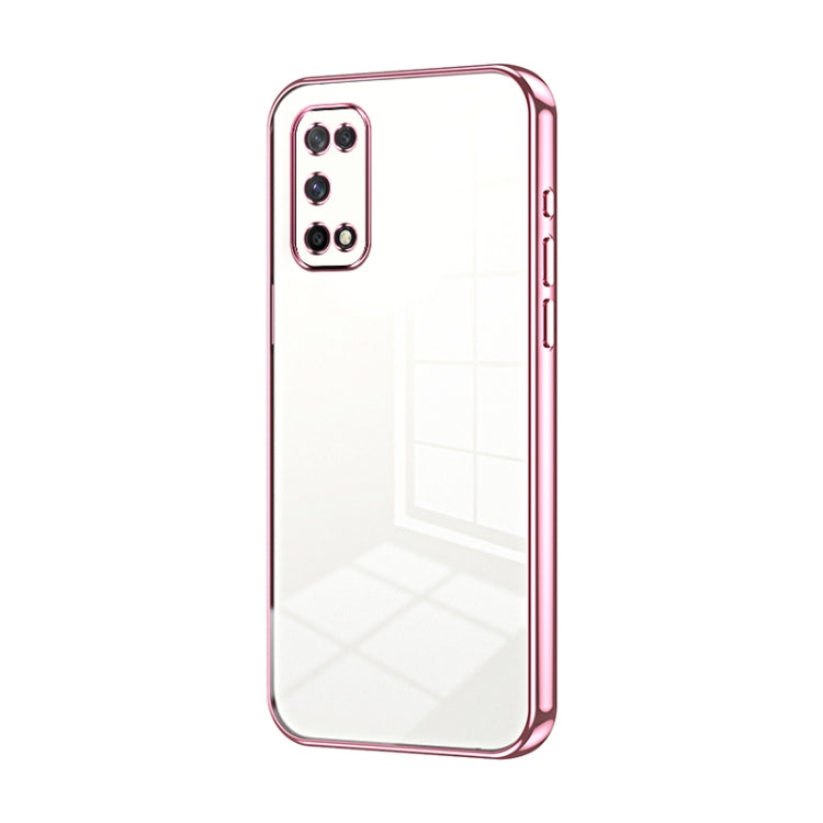 For OPPO K7x / Realme V5 5G Transparent Plating Fine Hole Phone Case(Pink) - OPPO Cases by PMC TechLife | Online Shopping South Africa | PMC TechLife | Buy Now Pay Later Mobicred