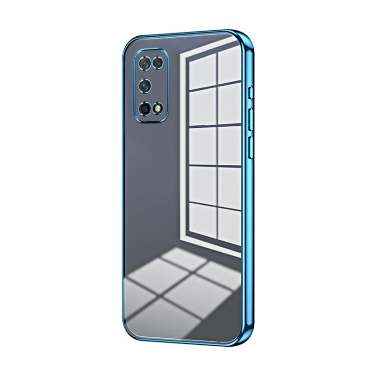 For OPPO K7x / Realme V5 5G Transparent Plating Fine Hole Phone Case(Blue) - OPPO Cases by PMC TechLife | Online Shopping South Africa | PMC TechLife | Buy Now Pay Later Mobicred