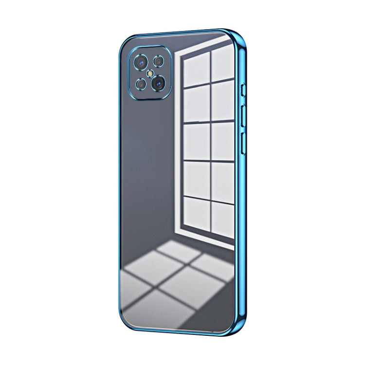 For OPPO A92s / Reno4 Z 5G Transparent Plating Fine Hole Phone Case(Blue) - OPPO Cases by PMC TechLife | Online Shopping South Africa | PMC TechLife | Buy Now Pay Later Mobicred