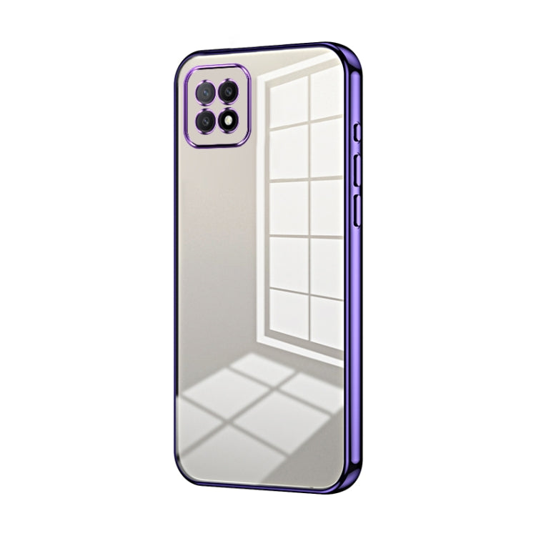 For OPPO A72 5G / A73 5G Transparent Plating Fine Hole Phone Case(Purple) - OPPO Cases by PMC TechLife | Online Shopping South Africa | PMC TechLife | Buy Now Pay Later Mobicred