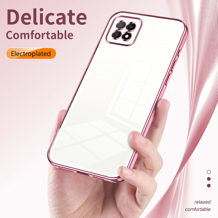 For OPPO A72 5G / A73 5G Transparent Plating Fine Hole Phone Case(Purple) - OPPO Cases by PMC TechLife | Online Shopping South Africa | PMC TechLife | Buy Now Pay Later Mobicred