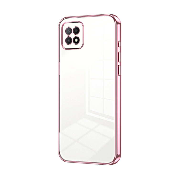For OPPO A72 5G / A73 5G Transparent Plating Fine Hole Phone Case(Pink) - OPPO Cases by PMC TechLife | Online Shopping South Africa | PMC TechLife | Buy Now Pay Later Mobicred