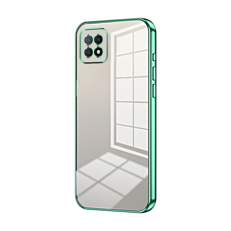 For OPPO A72 5G / A73 5G Transparent Plating Fine Hole Phone Case(Green) - OPPO Cases by PMC TechLife | Online Shopping South Africa | PMC TechLife | Buy Now Pay Later Mobicred