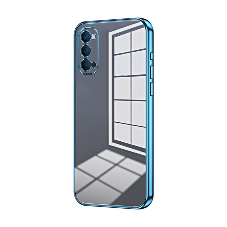 For OPPO Reno4 Transparent Plating Fine Hole Phone Case(Blue) - free shipping - PMC TechLife - Order now!