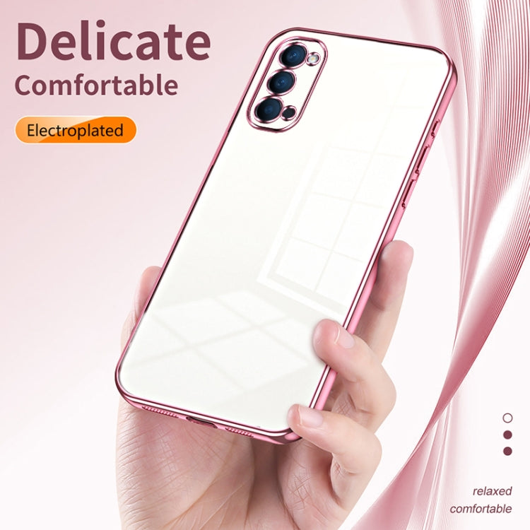 For OPPO Reno4 Transparent Plating Fine Hole Phone Case(Silver) - OPPO Cases by PMC TechLife | Online Shopping South Africa | PMC TechLife | Buy Now Pay Later Mobicred