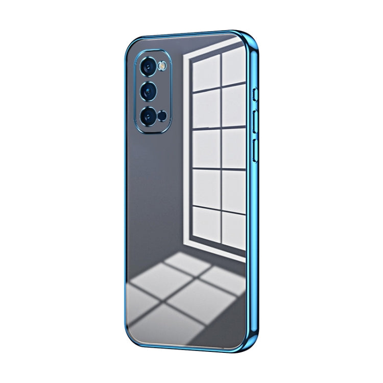 For OPPO Reno4 Pro Transparent Plating Fine Hole Phone Case(Blue) - OPPO Cases by PMC TechLife | Online Shopping South Africa | PMC TechLife | Buy Now Pay Later Mobicred
