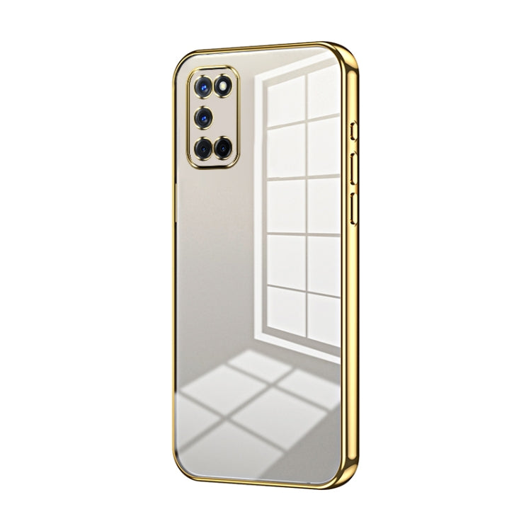 For OPPO A52 / A72 / A92 Transparent Plating Fine Hole Phone Case(Gold) - OPPO Cases by PMC TechLife | Online Shopping South Africa | PMC TechLife | Buy Now Pay Later Mobicred