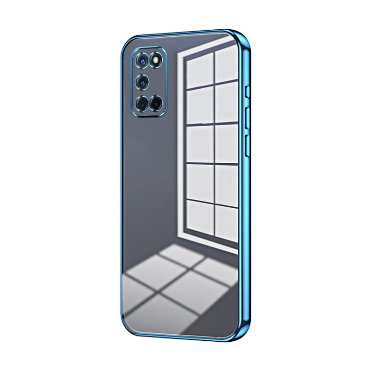 For OPPO A52 / A72 / A92 Transparent Plating Fine Hole Phone Case(Blue) - OPPO Cases by PMC TechLife | Online Shopping South Africa | PMC TechLife | Buy Now Pay Later Mobicred