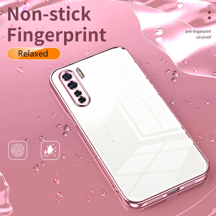For OPPO Reno3 4G / F15 / A91 Transparent Plating Fine Hole Phone Case(Silver) - OPPO Cases by PMC TechLife | Online Shopping South Africa | PMC TechLife | Buy Now Pay Later Mobicred
