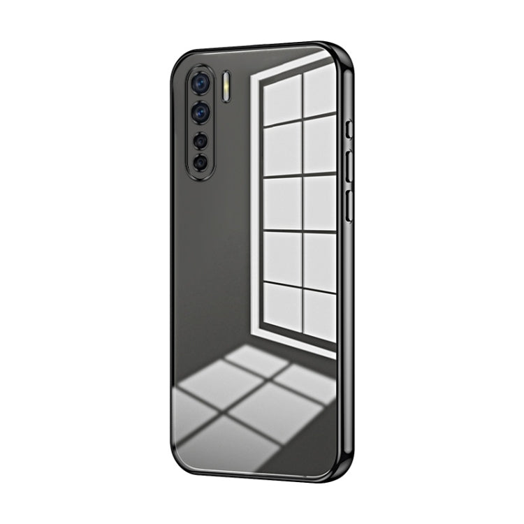 For OPPO Reno3 4G / F15 / A91 Transparent Plating Fine Hole Phone Case(Black) - OPPO Cases by PMC TechLife | Online Shopping South Africa | PMC TechLife | Buy Now Pay Later Mobicred