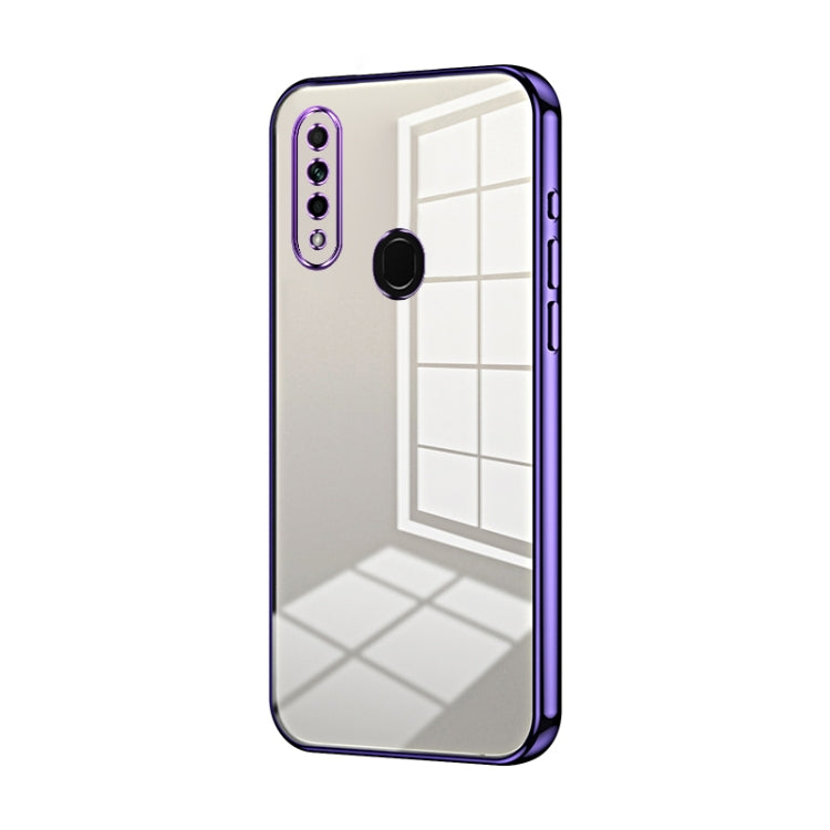 For OPPO A8 / A31 2020 Transparent Plating Fine Hole Phone Case(Purple) - OPPO Cases by PMC TechLife | Online Shopping South Africa | PMC TechLife | Buy Now Pay Later Mobicred