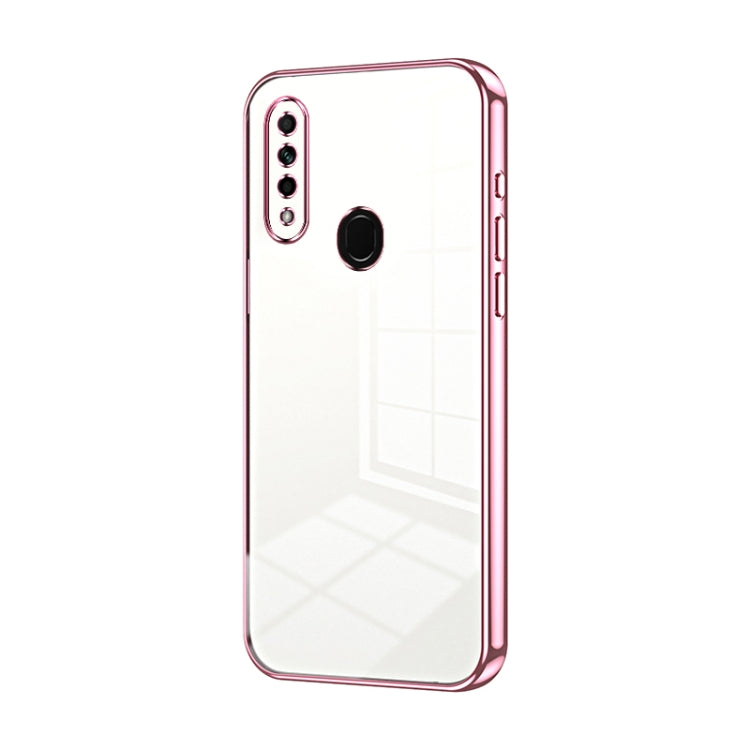 For OPPO A8 / A31 2020 Transparent Plating Fine Hole Phone Case(Pink) - OPPO Cases by PMC TechLife | Online Shopping South Africa | PMC TechLife | Buy Now Pay Later Mobicred