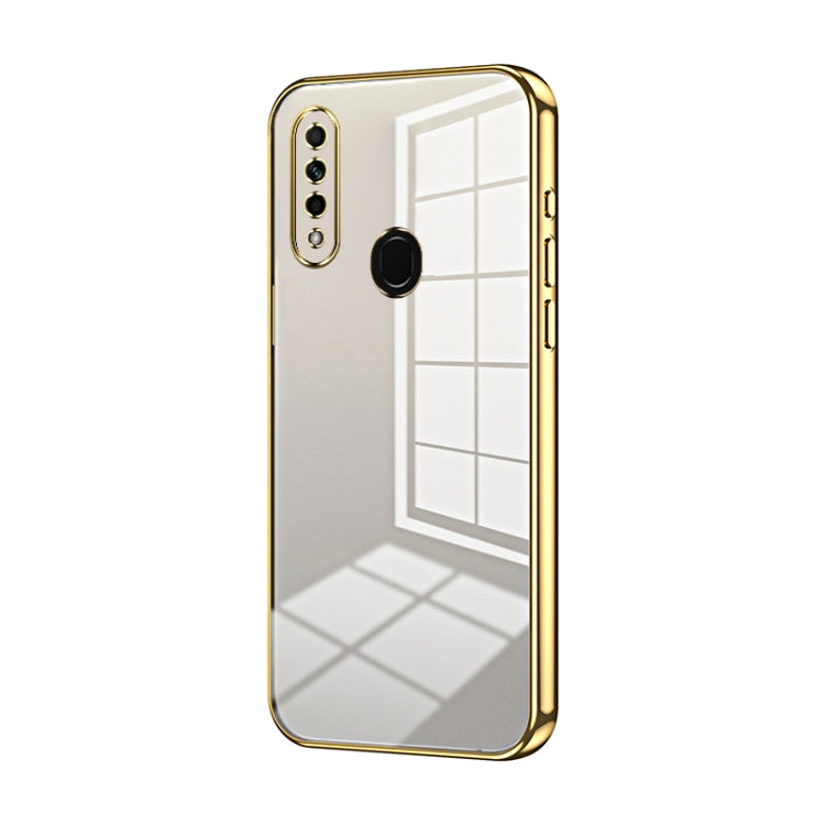 For OPPO A8 / A31 2020 Transparent Plating Fine Hole Phone Case(Gold) - OPPO Cases by PMC TechLife | Online Shopping South Africa | PMC TechLife | Buy Now Pay Later Mobicred