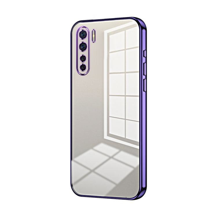For OPPO A91 Transparent Plating Fine Hole Phone Case(Purple) - OPPO Cases by PMC TechLife | Online Shopping South Africa | PMC TechLife | Buy Now Pay Later Mobicred