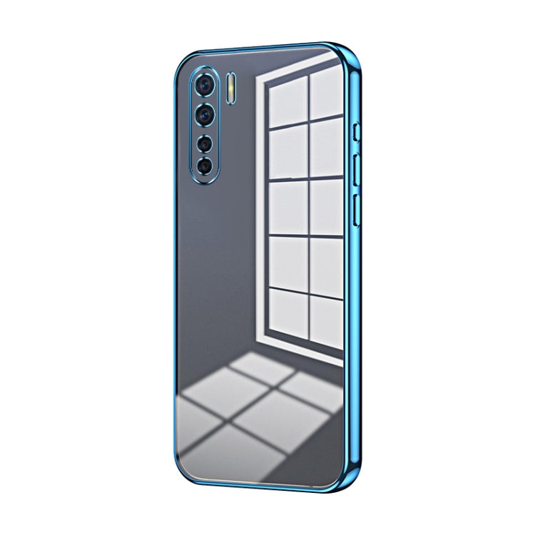 For OPPO A91 Transparent Plating Fine Hole Phone Case(Blue) - OPPO Cases by PMC TechLife | Online Shopping South Africa | PMC TechLife | Buy Now Pay Later Mobicred