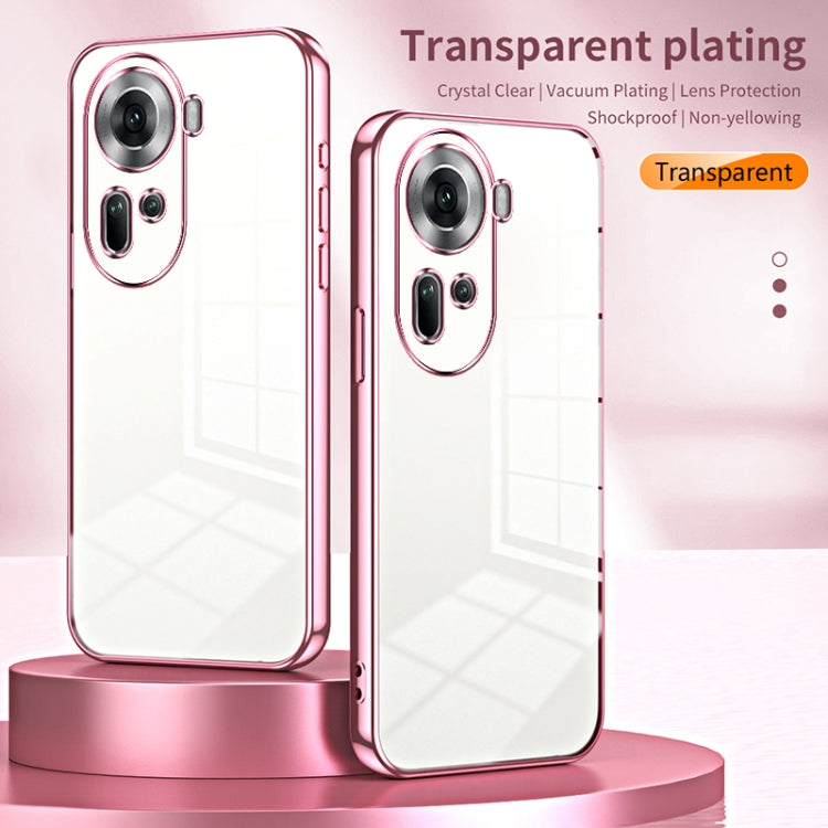 For OPPO Reno11 Global Transparent Plating Fine Hole Phone Case(Purple) - Reno11 Cases by PMC TechLife | Online Shopping South Africa | PMC TechLife | Buy Now Pay Later Mobicred