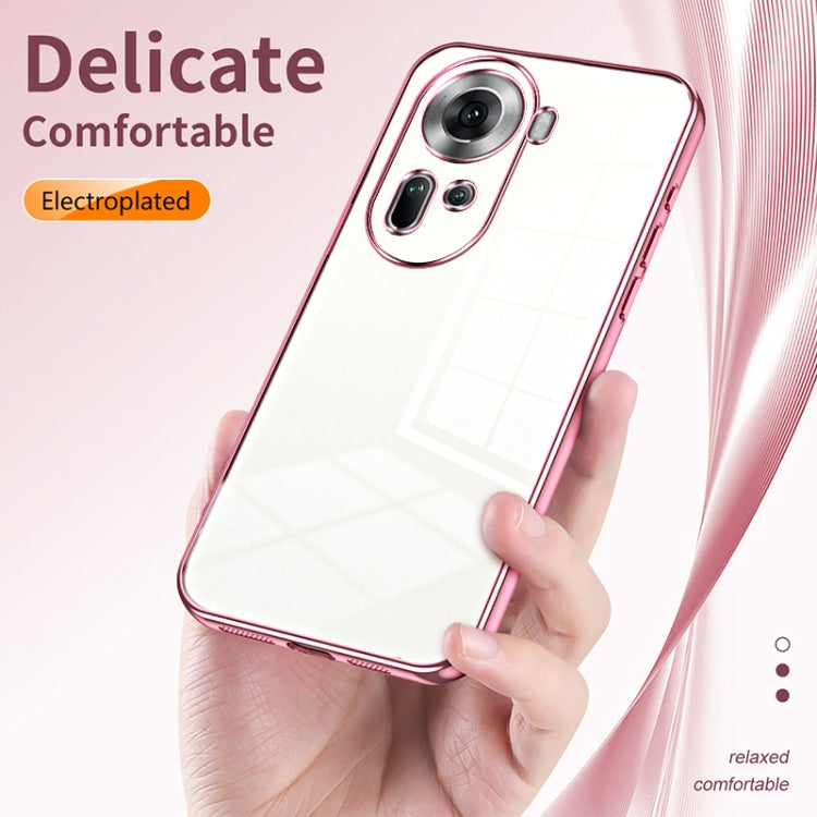 For OPPO Reno11 Global Transparent Plating Fine Hole Phone Case(Silver) - Reno11 Cases by PMC TechLife | Online Shopping South Africa | PMC TechLife | Buy Now Pay Later Mobicred