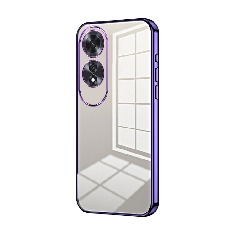 For OPPO A60 Transparent Plating Fine Hole Phone Case(Purple) - OPPO Cases by PMC TechLife | Online Shopping South Africa | PMC TechLife | Buy Now Pay Later Mobicred