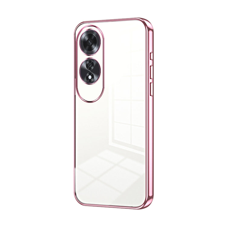 For OPPO A60 Transparent Plating Fine Hole Phone Case(Pink) - OPPO Cases by PMC TechLife | Online Shopping South Africa | PMC TechLife | Buy Now Pay Later Mobicred