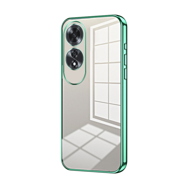For OPPO A60 Transparent Plating Fine Hole Phone Case(Green) - OPPO Cases by PMC TechLife | Online Shopping South Africa | PMC TechLife | Buy Now Pay Later Mobicred