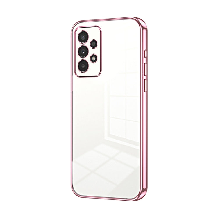 For Samsung Galaxy A13 4G Transparent Plating Fine Hole Phone Case(Pink) - Galaxy Phone Cases by PMC TechLife | Online Shopping South Africa | PMC TechLife