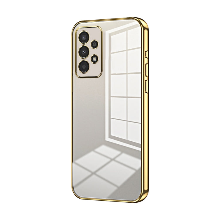 For Samsung Galaxy A13 4G Transparent Plating Fine Hole Phone Case(Gold) - Galaxy Phone Cases by PMC TechLife | Online Shopping South Africa | PMC TechLife