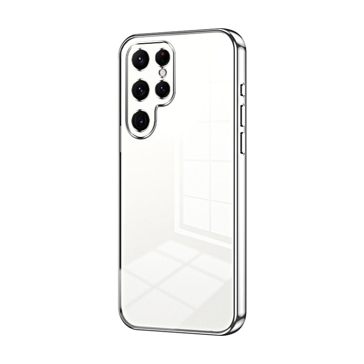 For Samsung Galaxy S22 Ultra 5G Transparent Plating Fine Hole Phone Case(Silver) - Galaxy S22 Ultra 5G Cases by PMC TechLife | Online Shopping South Africa | PMC TechLife | Buy Now Pay Later Mobicred