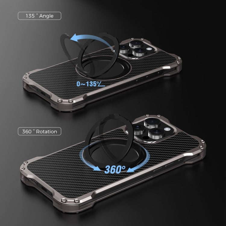 For iPhone 13 R-JUST RJ51-1 Hollow Rotating Holder MagSafe Magnetic Metal Phone Case(Silver Grey) - free shipping - PMC TechLife - Order now!