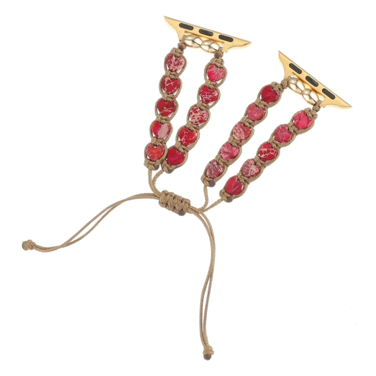For Apple Watch Ultra 2 49mm Heart Stones Drawstring Chain Watch Band(Red) - Watch Bands by PMC TechLife | Online Shopping South Africa | PMC TechLife