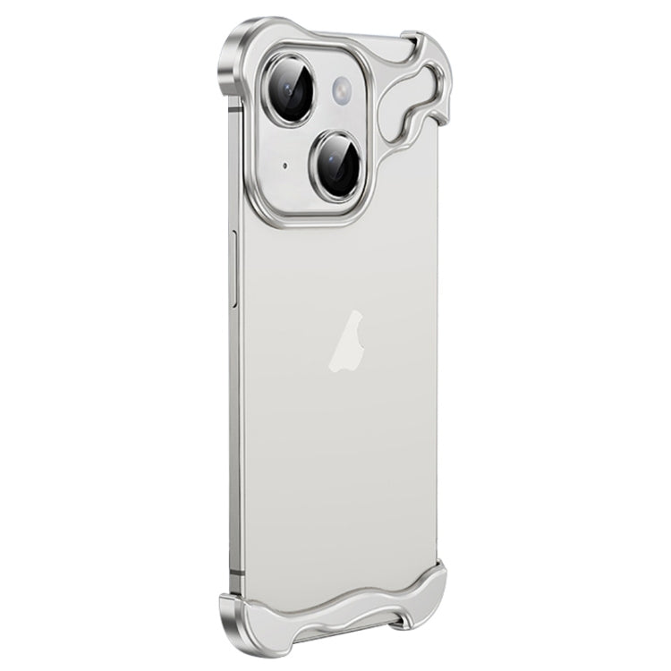 For iPhone 15 Plus Frameless Metal Corner Pad Phone Case with Lens Film(White) - iPhone 15 Plus Cases by PMC TechLife | Online Shopping South Africa | PMC TechLife