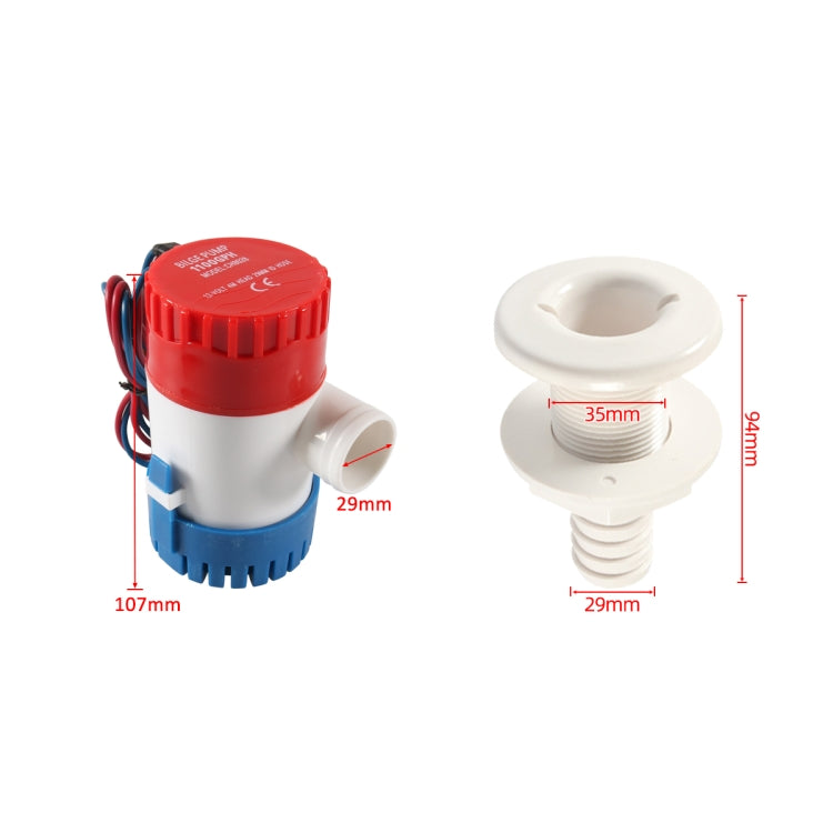 12V-1100GPH Boat / RV Bilge Sump Water Pump with Grey Drain Pipe - Marine Accessories & Parts by PMC TechLife | Online Shopping South Africa | PMC TechLife | Buy Now Pay Later Mobicred