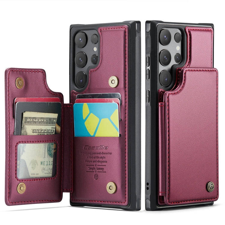 For Samsung Galaxy S24 Ultra 5G CaseMe C22 PC+TPU Business Style RFID Anti-theft Leather Phone Case(Wine Red) - free shipping - PMC Jewellery - Order now!
