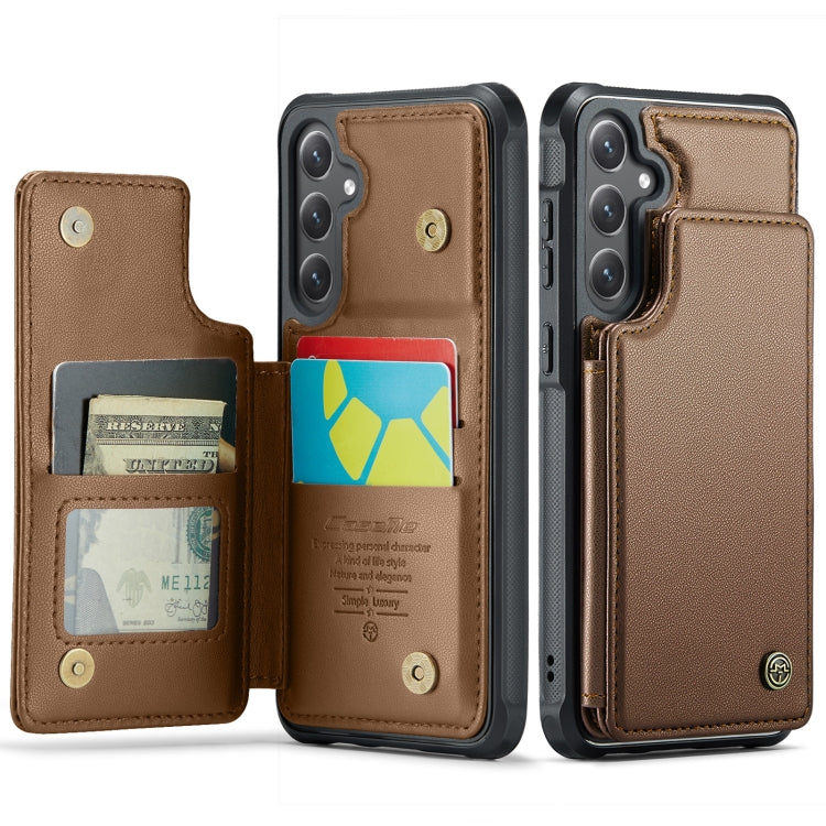 For Samsung Galaxy S24 5G CaseMe C22 PC+TPU Business Style RFID Anti-theft Leather Phone Case(Brown) - free shipping - PMC Jewellery - Order now!